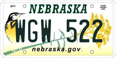 NE license plate WGW522