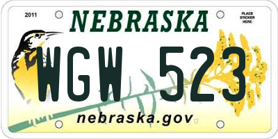 NE license plate WGW523