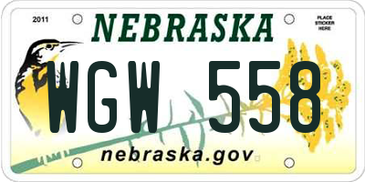 NE license plate WGW558