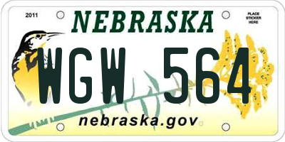 NE license plate WGW564