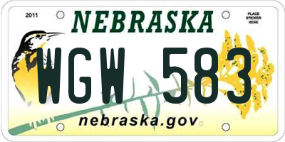 NE license plate WGW583