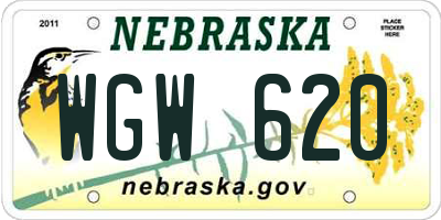 NE license plate WGW620