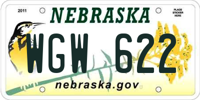 NE license plate WGW622