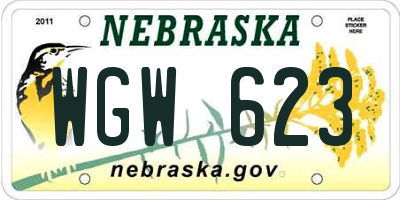 NE license plate WGW623