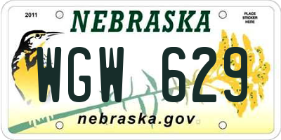 NE license plate WGW629