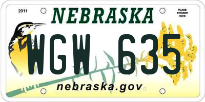 NE license plate WGW635