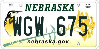 NE license plate WGW675