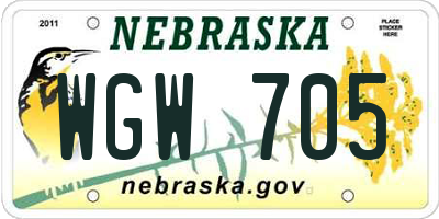 NE license plate WGW705