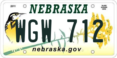 NE license plate WGW712