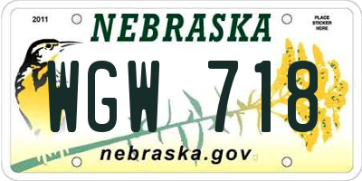 NE license plate WGW718