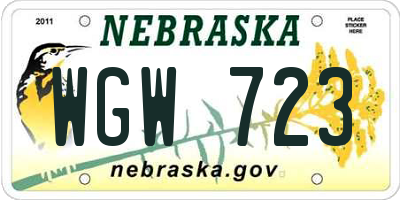 NE license plate WGW723