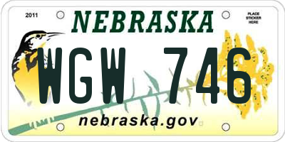 NE license plate WGW746