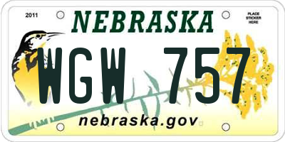 NE license plate WGW757