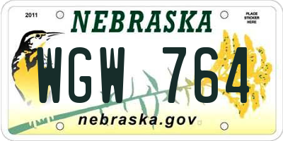 NE license plate WGW764