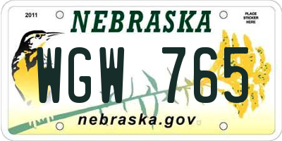 NE license plate WGW765