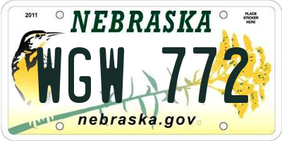 NE license plate WGW772