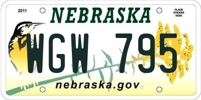 NE license plate WGW795