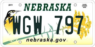 NE license plate WGW797