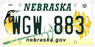 NE license plate WGW883