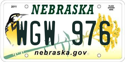 NE license plate WGW976