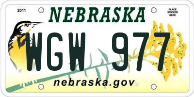 NE license plate WGW977