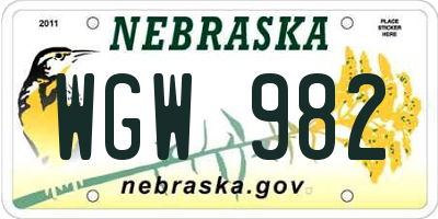 NE license plate WGW982