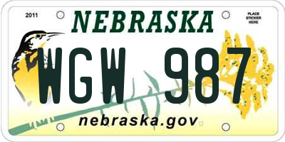 NE license plate WGW987