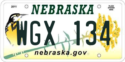 NE license plate WGX134