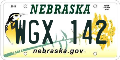 NE license plate WGX142