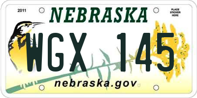 NE license plate WGX145