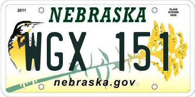 NE license plate WGX151