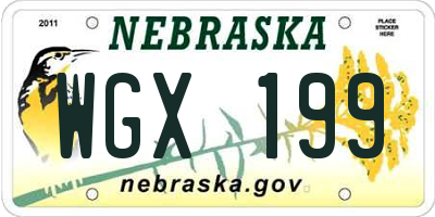 NE license plate WGX199