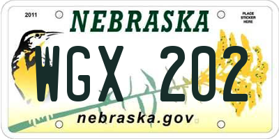 NE license plate WGX202