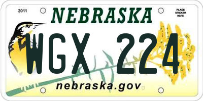 NE license plate WGX224