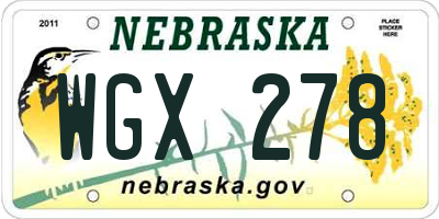 NE license plate WGX278