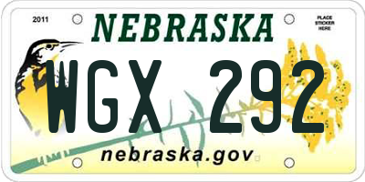 NE license plate WGX292