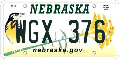 NE license plate WGX376