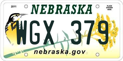 NE license plate WGX379