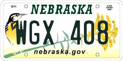 NE license plate WGX408