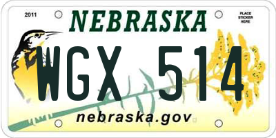 NE license plate WGX514