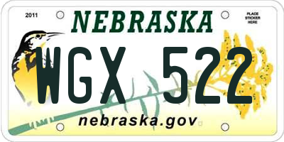 NE license plate WGX522