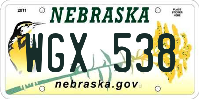 NE license plate WGX538