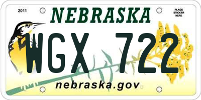 NE license plate WGX722