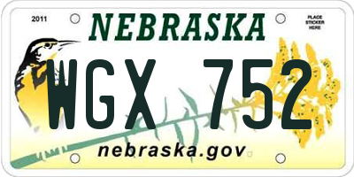 NE license plate WGX752