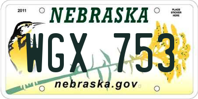 NE license plate WGX753