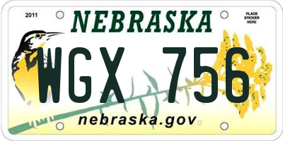 NE license plate WGX756
