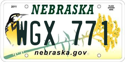 NE license plate WGX771