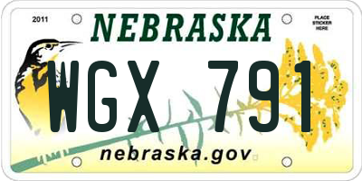 NE license plate WGX791