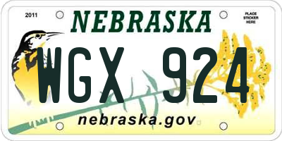 NE license plate WGX924