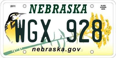 NE license plate WGX928